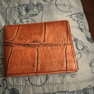 Brahmin Cognac Croc-Embossed Leather Card Wallet
